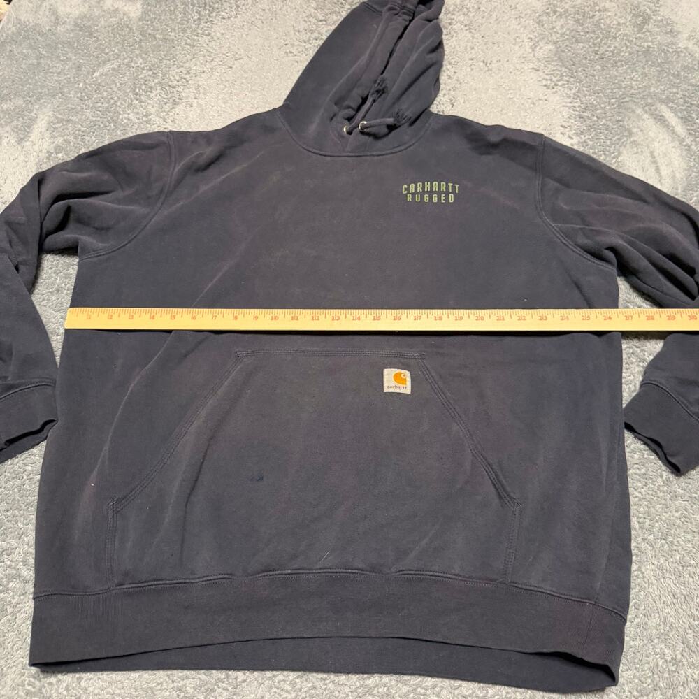 Carhartt Hoodie Mens XL Blue Graphic Workwear Rugged Sweatshirt *** - Picture 6 of 10